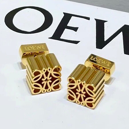 High Quality Gold Anagram Stud Earrings 0.8x0.8cm