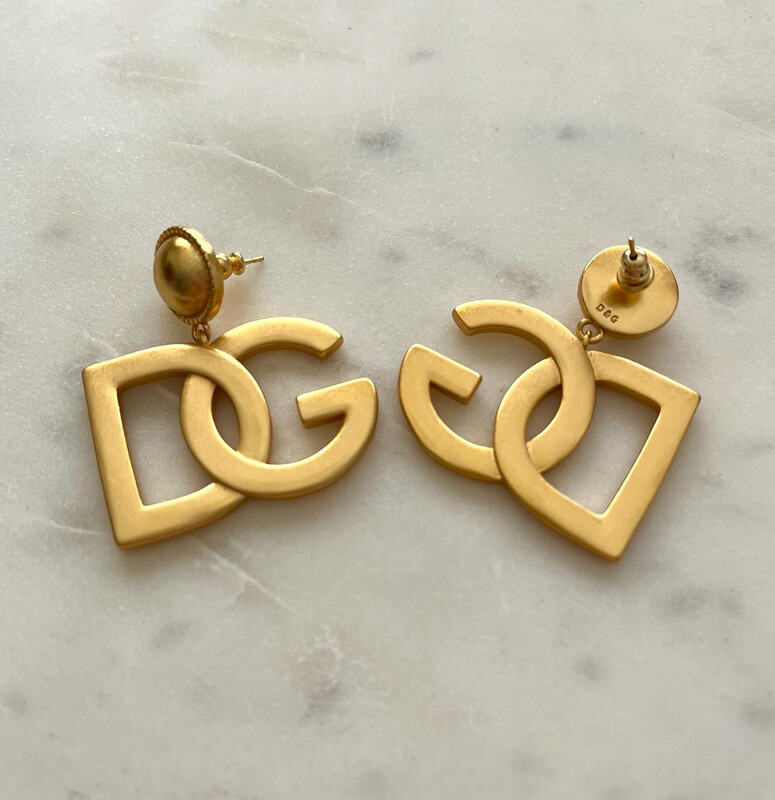 High Quality D&amp;G Gold Logo Drop Earrings 2.6x3.8x4cm