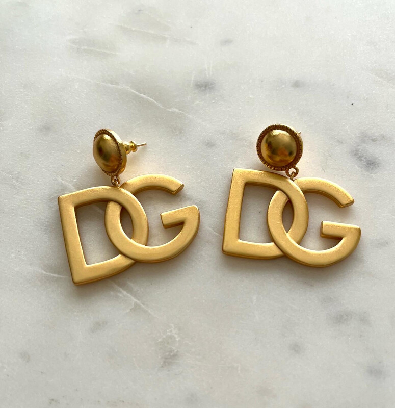 High Quality D&amp;G Gold Logo Drop Earrings 2.6x3.8x4cm