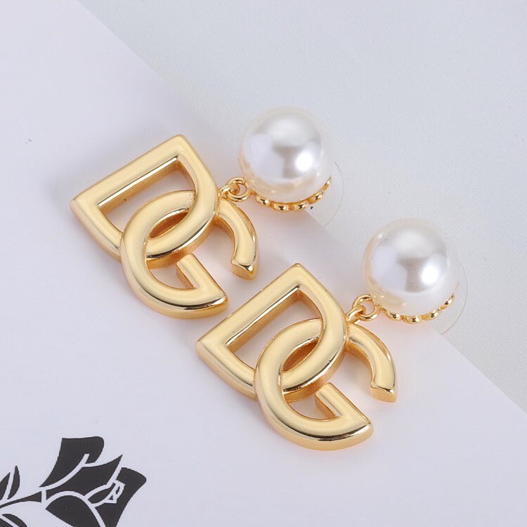 High Quality D&amp;G Logo Pearl Drop Earrings 1.5x2x2.5cm