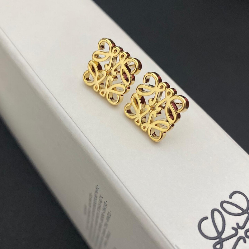 High Quality Gold Anagram Stud Earrings 1.3x1.5cm