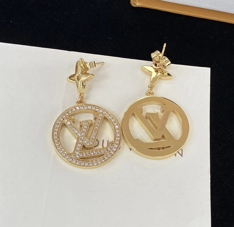 Top Quality 18CT Gold Plated Stainless Steel Dangle Hoop Earrings with Hand-Filled Cubic Zirconias 2.8x2.8cmx4cm