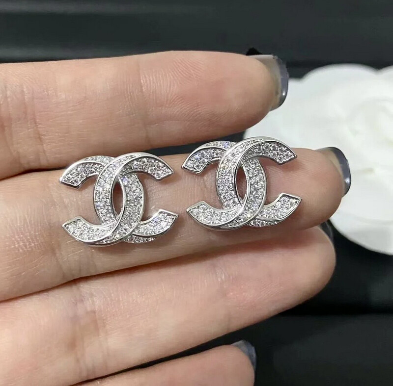 TOP SELLER S925 Solid Sterling Silver with hand-inlaid AAA Cubic Zirconias Earrings 1.3x1.7cm