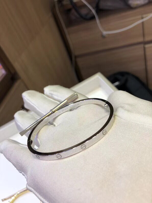 High Quality Titanium Steel Silver Love Bangle - Thin Size