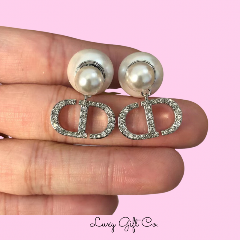 High Quality Pearl Diamonds Studded CD Tribales Earrings 1.8x2cm