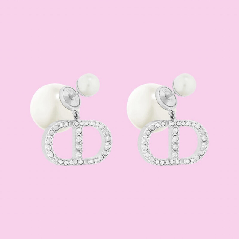 High Quality Pearl Diamonds Studded CD Tribales Earrings 1.8x2cm