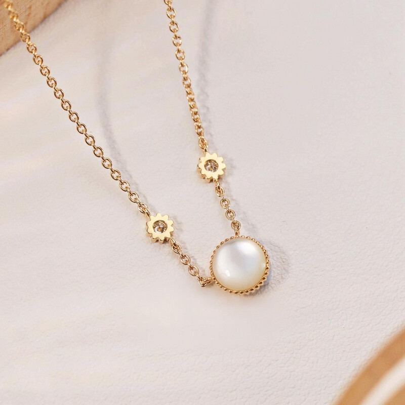 Top Quality 18CT Gold 925 Sterling Mother Of Pearl Rose Des Vents Necklace