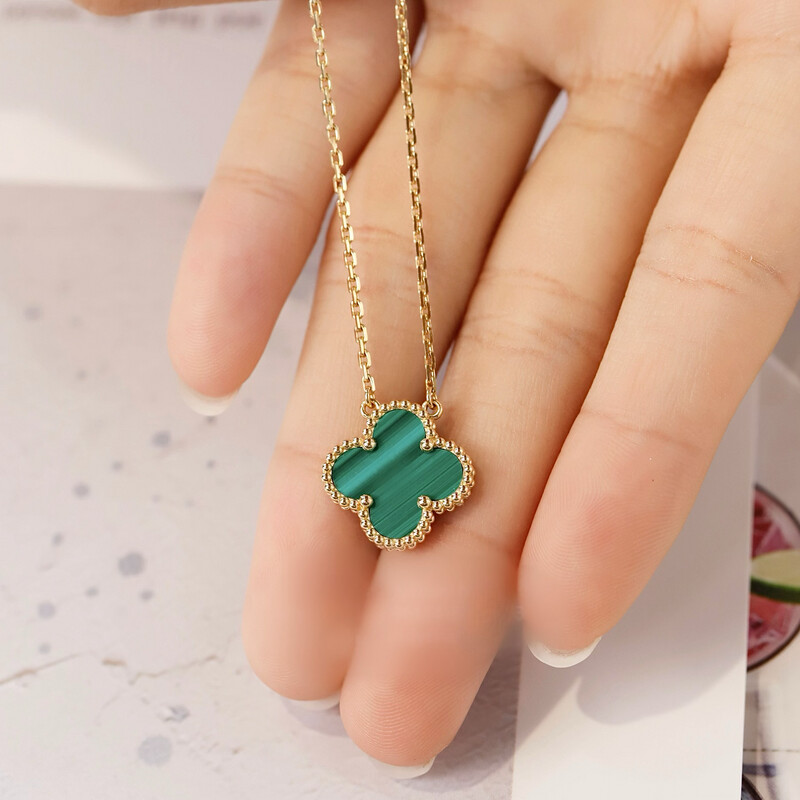 AAA+ High Quality 18CT Gold 925 Sterling Silver Arpels Green Necklace In Malachite