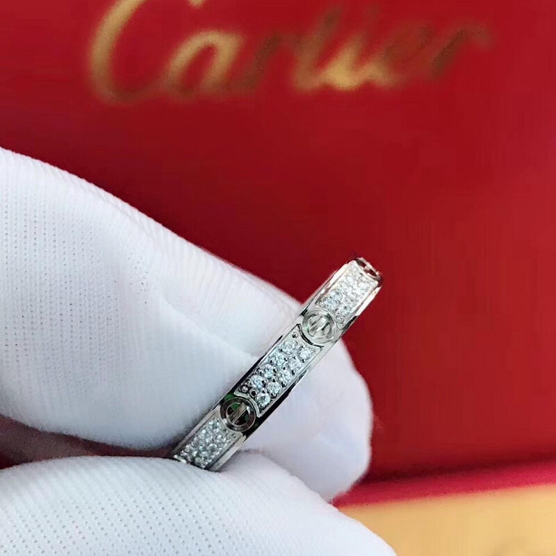 High Quality Top Gold Titanium Hand Filled Zirconia Stones Love RING