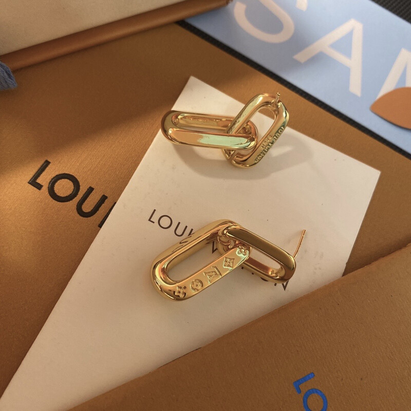 High Quality Gold Edge Chain Luxury Monogram Drop Earrings