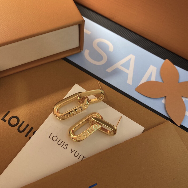 High Quality Gold Edge Chain Luxury Monogram Drop Earrings