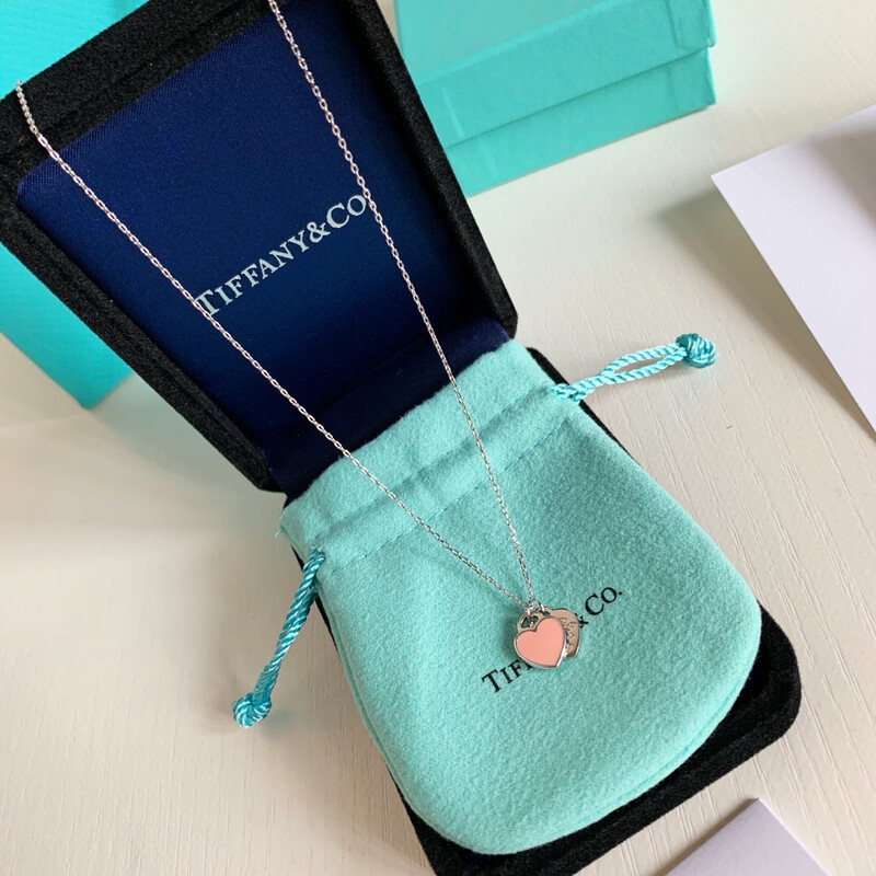 High Quality Stainless Steel Tiffany Pink Heart Necklace - Size Adjustable