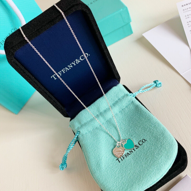 High Quality Stainless Steel Tiffany Blue Heart Necklace - Size Adjustable