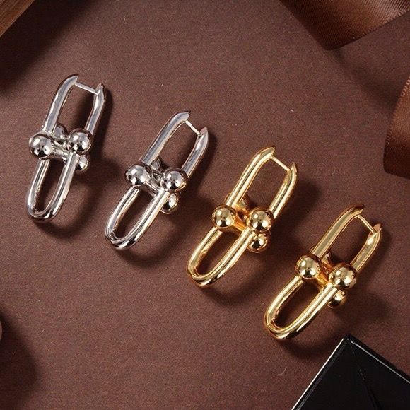 High Quality Tifflink Hardware Drop Earrings In Gold &amp; Silver Size Small