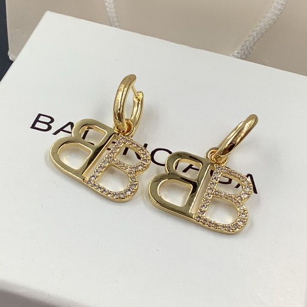 High Quality Gold Double B Drop Earrings