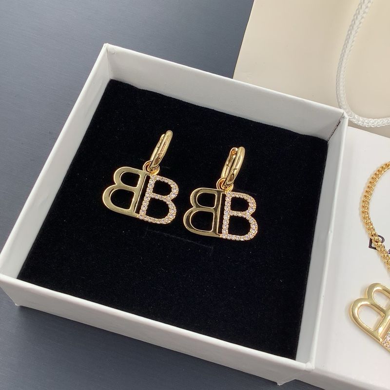 High Quality Gold Double B Drop Earrings