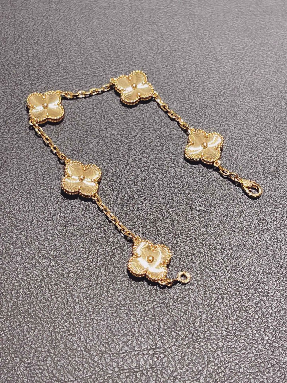 AAA+ High Quality 18CT Yellow Gold 925 Sterling Silver Arpels Bracelet
