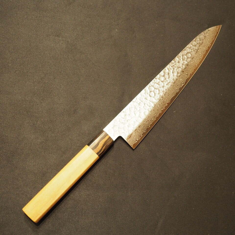 Hitohira HG Tsuchime Damascus Gyuto 240mm - Cherry Handle