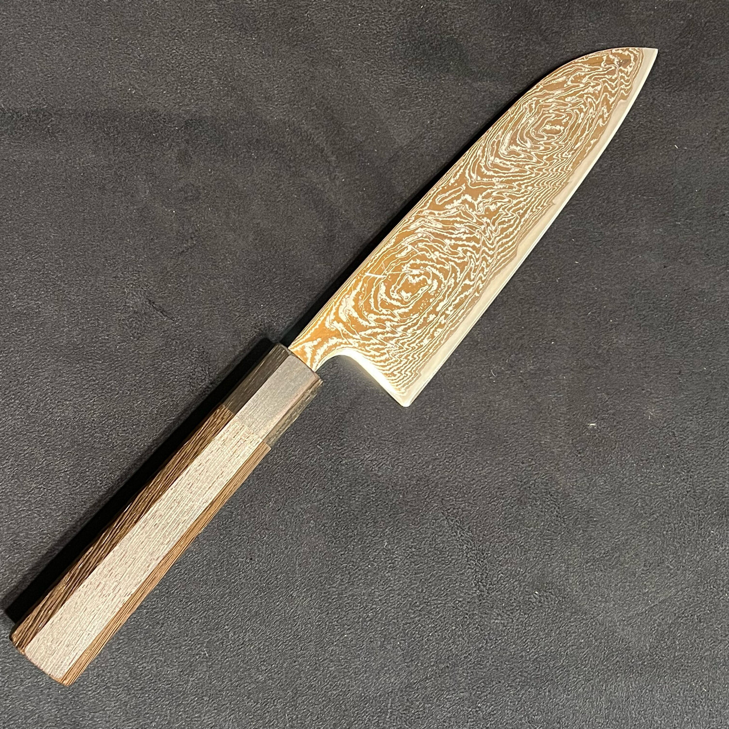 Hitohira Futana Nickel Damascus Santoku 170mm
