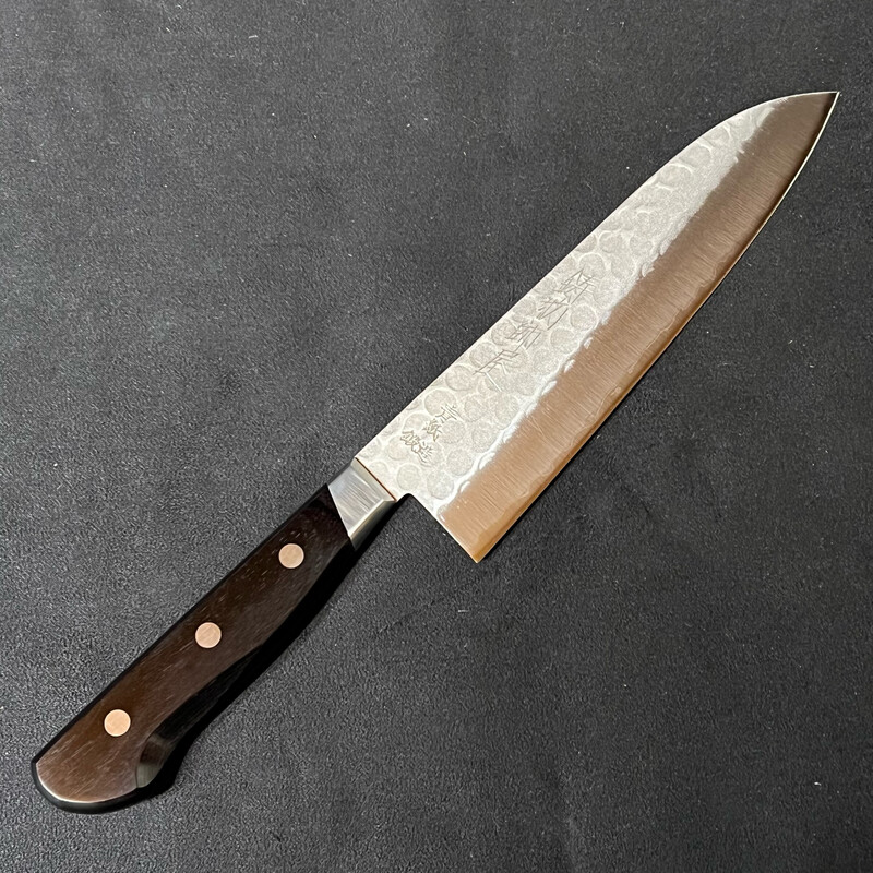 Hitohira Imojiya Kuma Blue #2 Nashiji Tsuchime Santoku 180mm