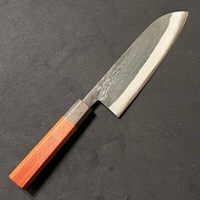 Hitohira TD Blue #2 Kurouchi 165mm Santoku Padauk handle