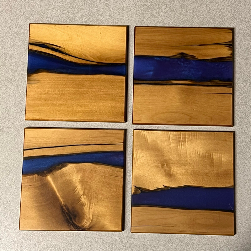 Sean Heseltine Wood And Acrylic Coasters - Set Of Four