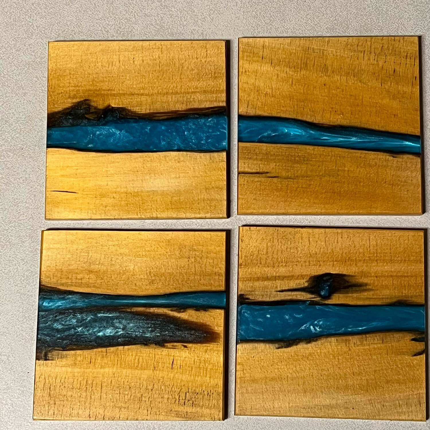 Sean Heseltine Wood And Acrylic Coasters - Set Of Four