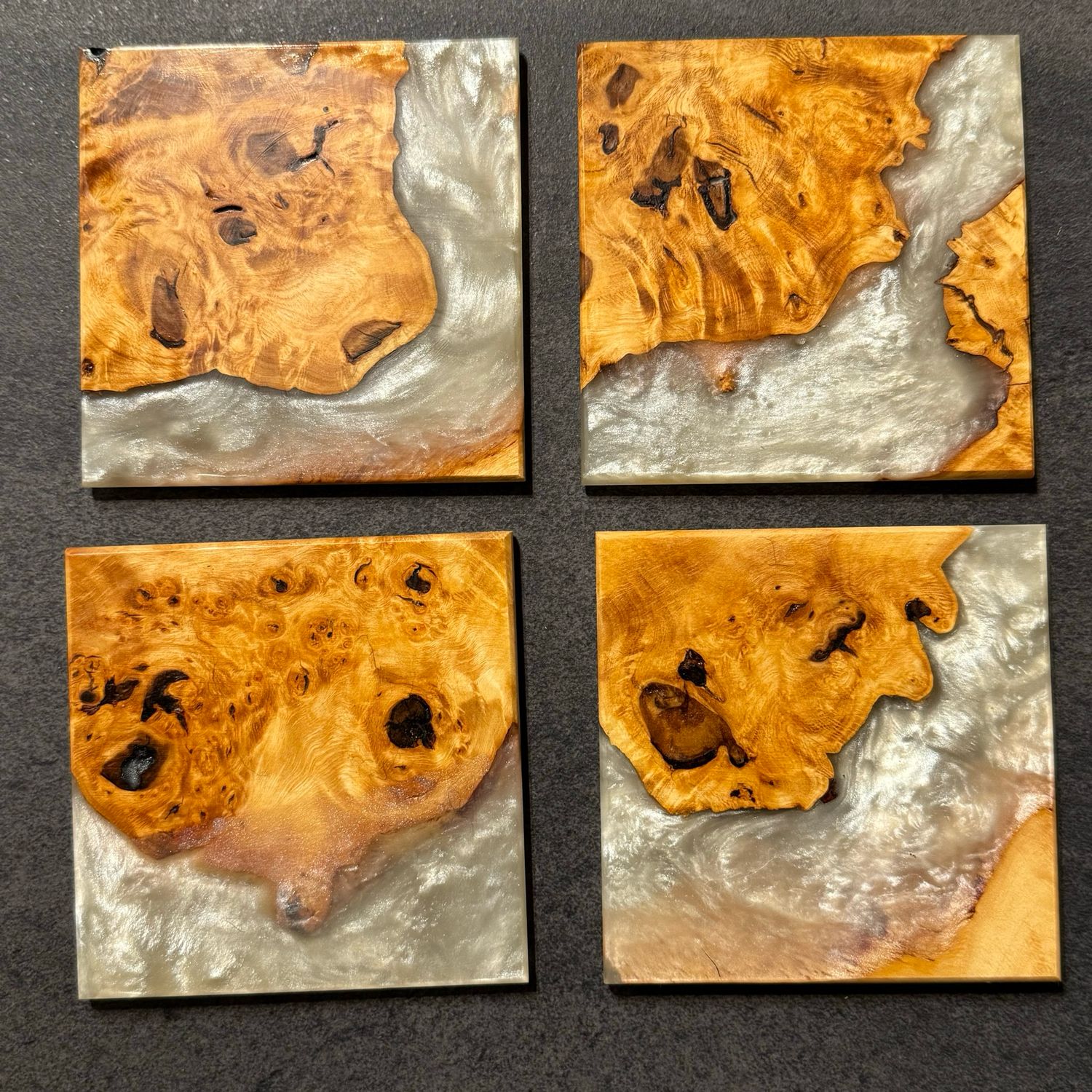 Sean Heseltine Wood And Acrylic Coasters - Set Of Four