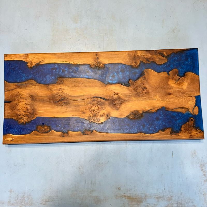 Sean Heseltine Apple Wood And Blue Resin Food Platter