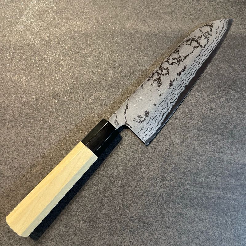 Hitohira GR Blue #2 Damascus Santoku 165mm Hitohira GR Blue #2 Damascus Santoku 165mm