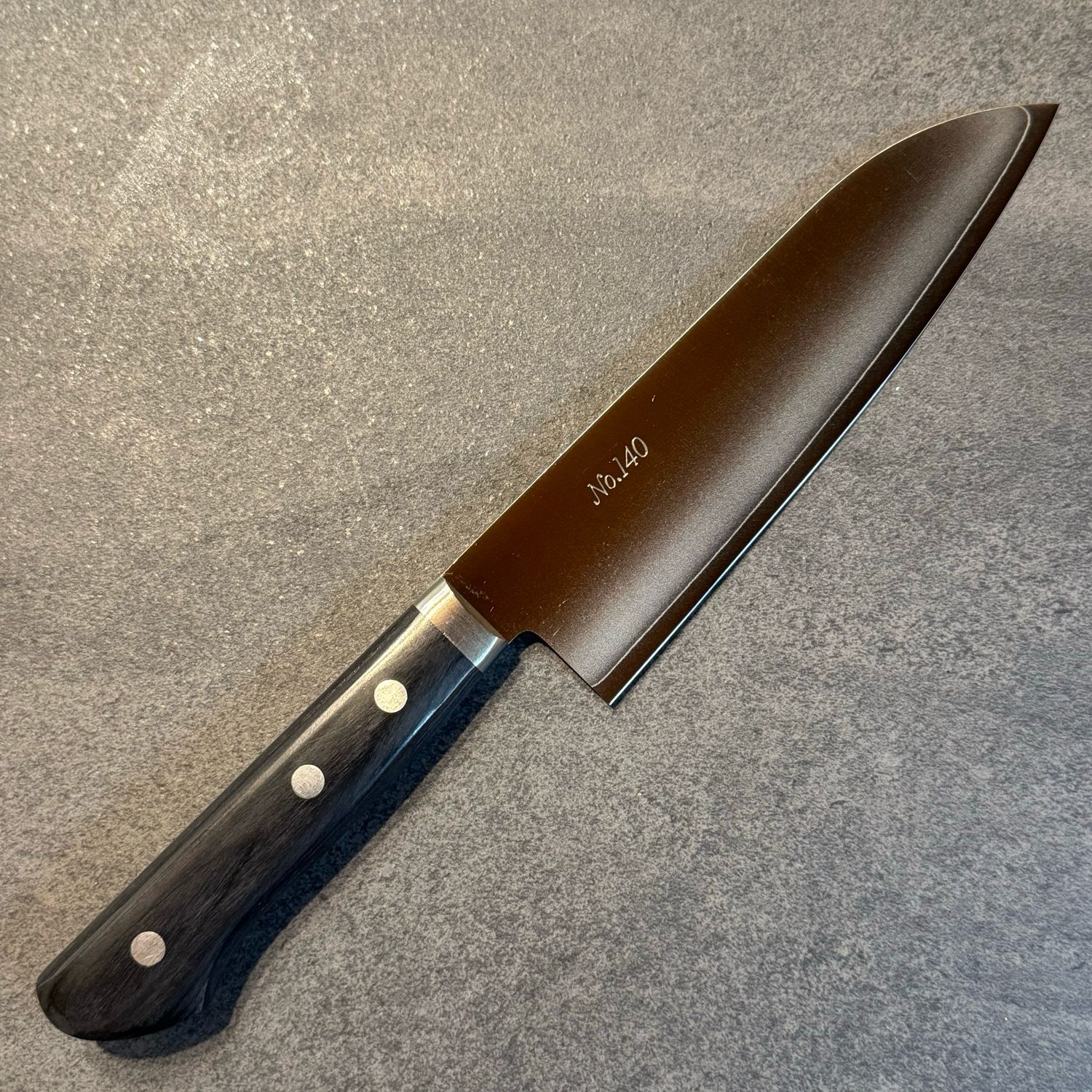 Morihei Kiyomitsu #140 Santoku 165mm Pakka handle