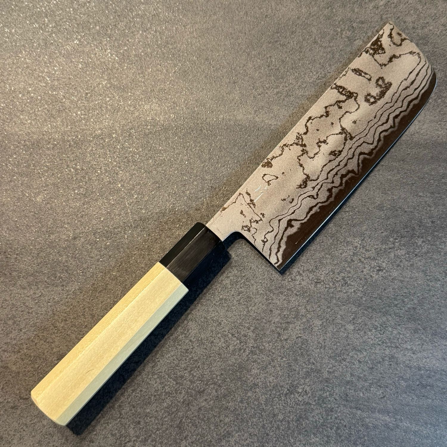 Hitohira GR Blue #2 Damascus Nakiri 165mm - Ho wood handle