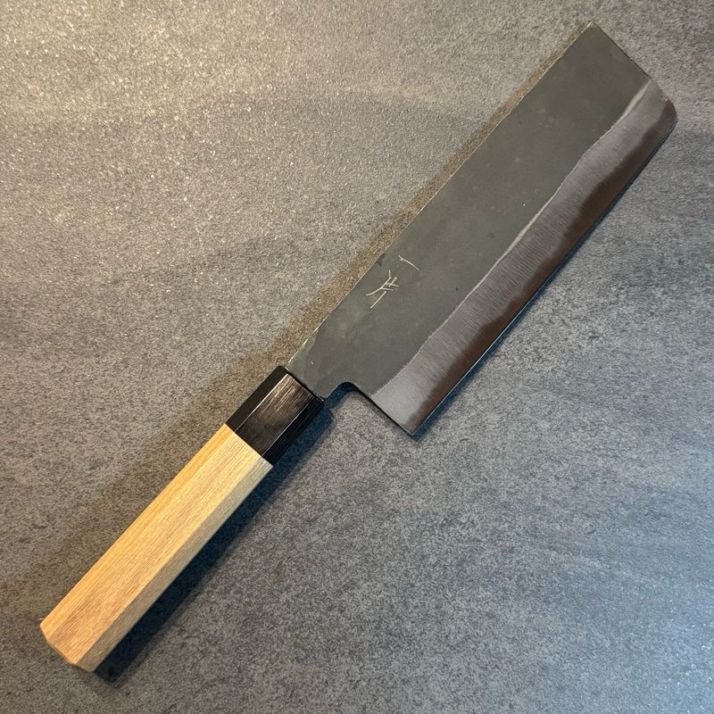 Hitohira Hizen Kurouchi Blue #1 Nakiri 165mm Walnut handle