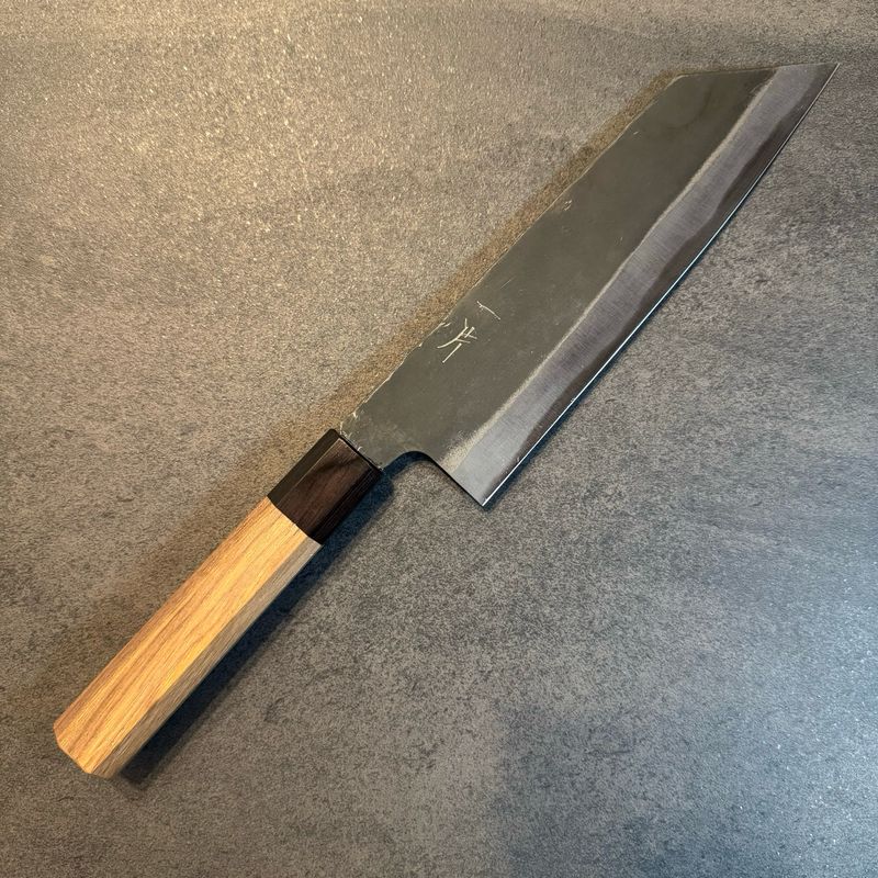 Hitohira Hizen Kurouchi Blue #1 Bunka 190mm Walnut handle