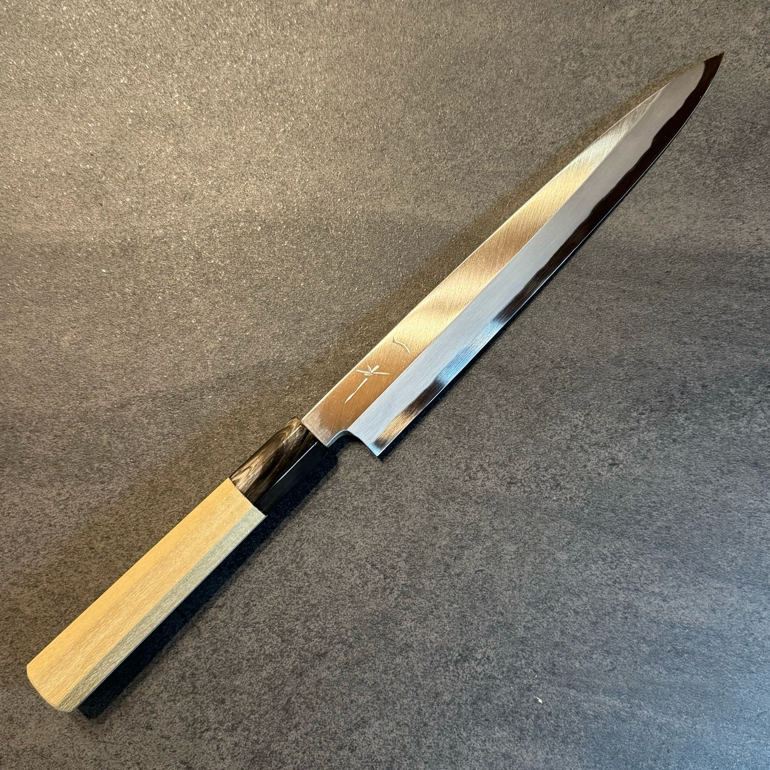 Hitohira Togashi Blue #2 Yanagiba 210mm Ho wood handle and saya Hitohira Togashi Blue #2 Yanagiba 210mm Ho wood handle and saya