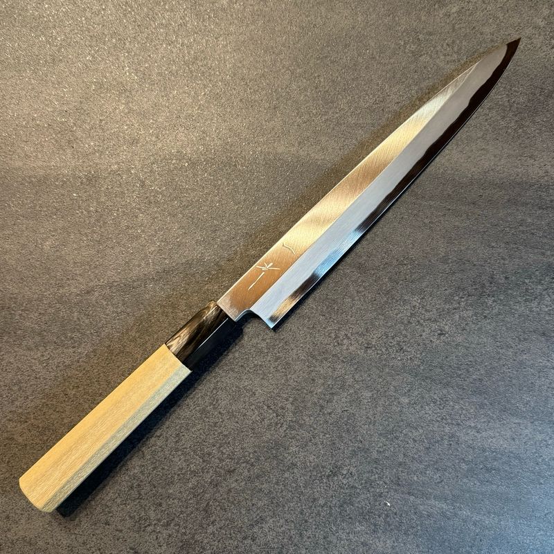 Hitohira Togashi Blue #2 Yanagiba 210mm Ho wood handle and saya