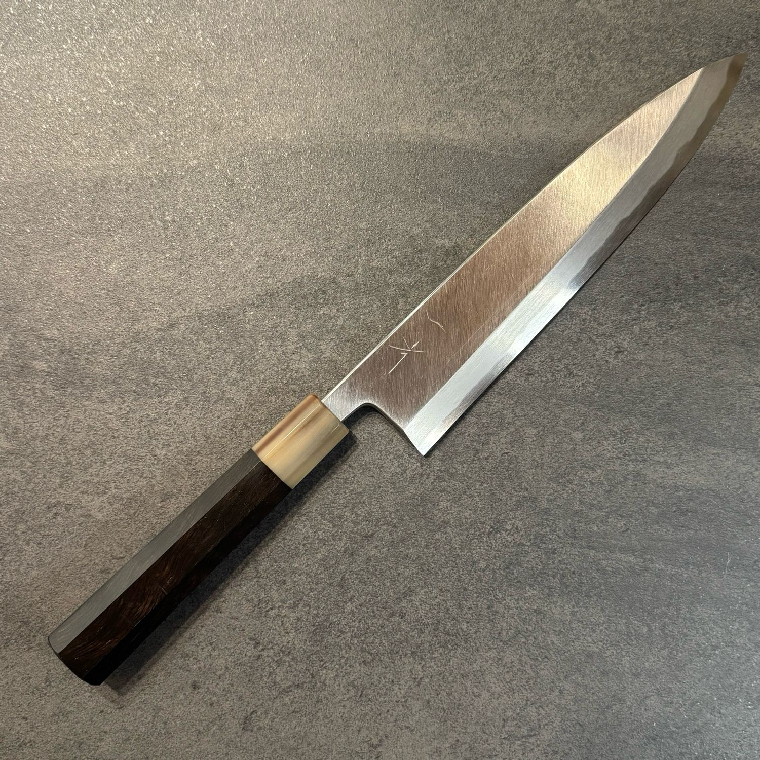 Hitohira Tanaka Manzo White #2 Mioroshi Deba 210mm Ebony Handle with Saya