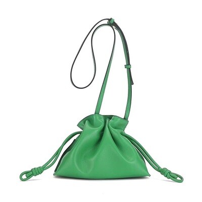 BaggLady Genuine Lather Drawstring Crossbody Bag