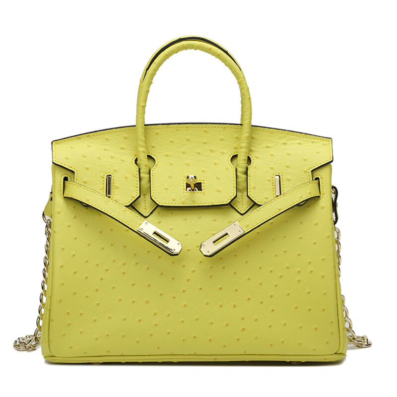 BaggLady Ostrich Embossed Real Leather Tote Bag