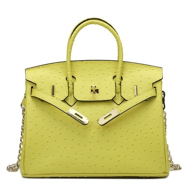 BaggLady Ostrich Embossed Real Leather Tote Bag