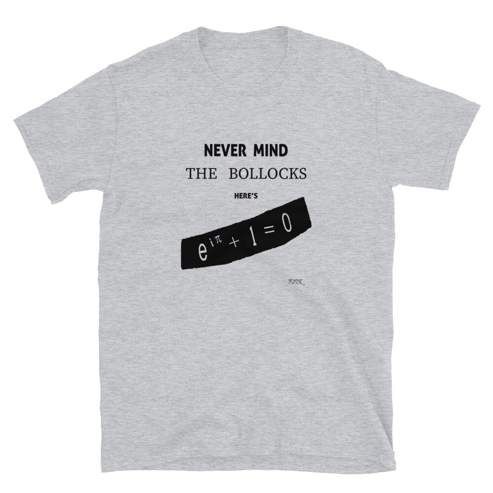 Never_Mind SCYENZ Short-Sleeve Unisex T-Shirt - Science and Math Collection - Euler&#39;s Identity, Color: Sport Grey, Size: S