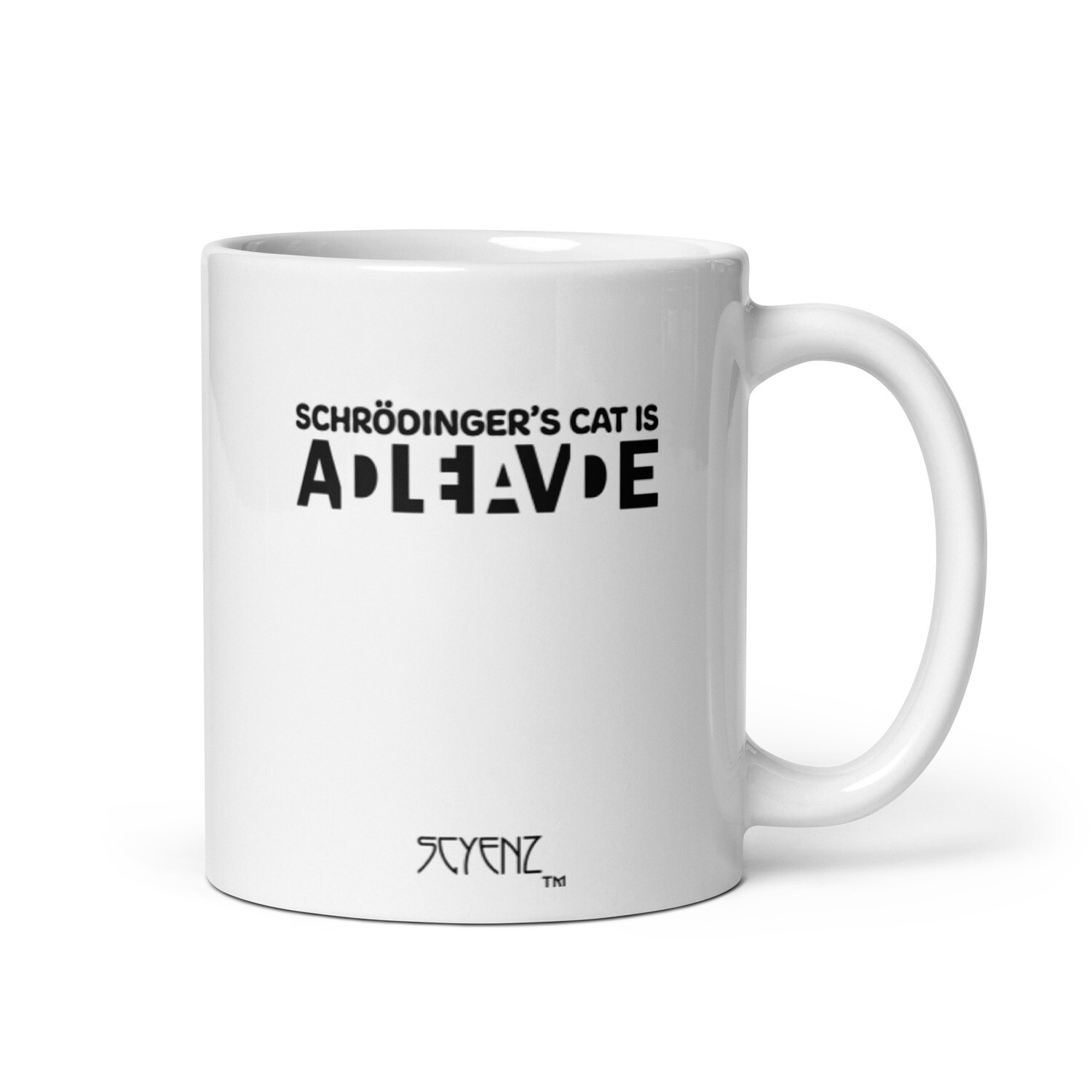 Schrödinger&#39;s_Cat_2 SCYENZ White glossy mug - Science and Math Collection, Size: 11oz