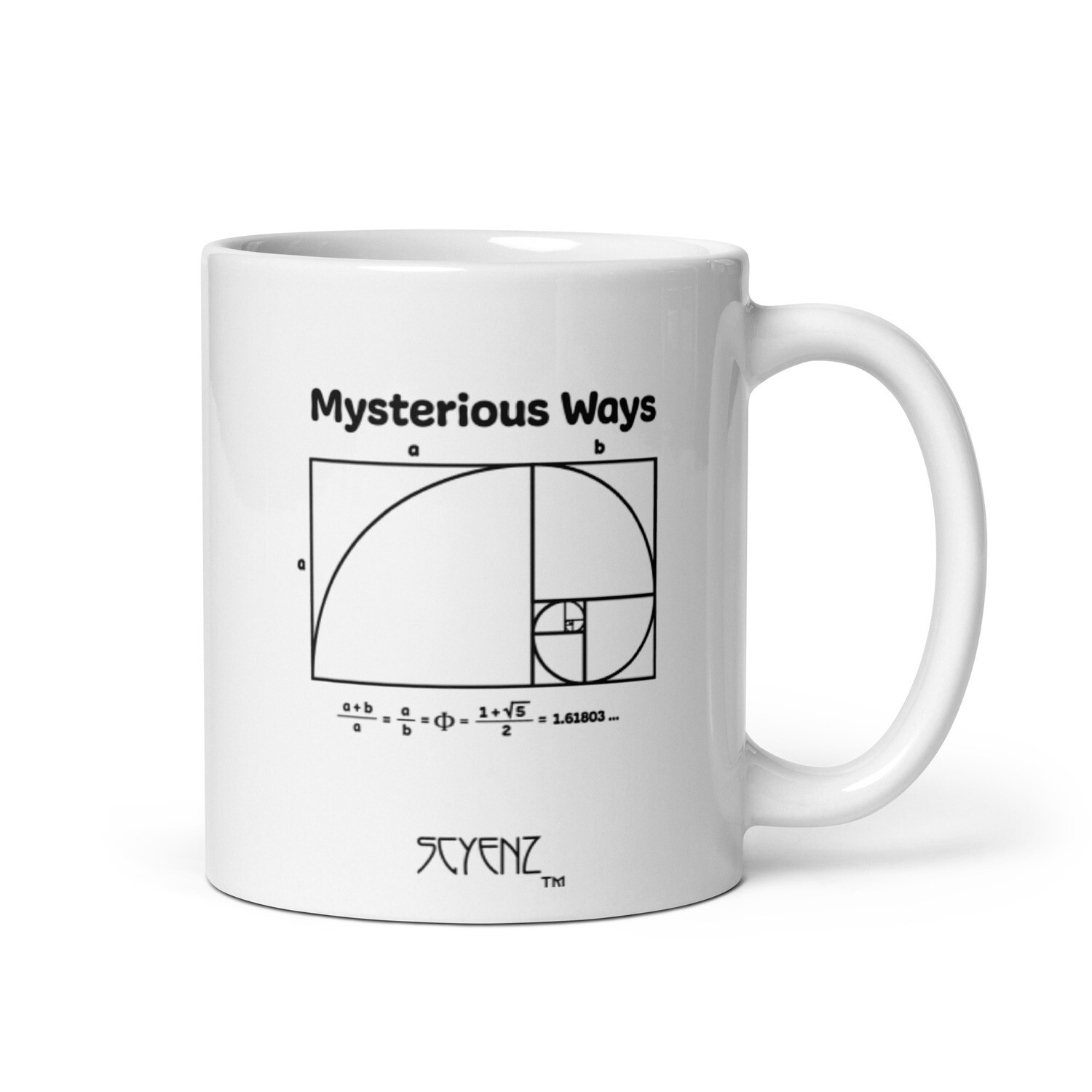 Mysterious_Ways SCYENZ White glossy mug - Science and Math Collection - Fibonacci Spiral/Golden Ratio, Size: 11oz