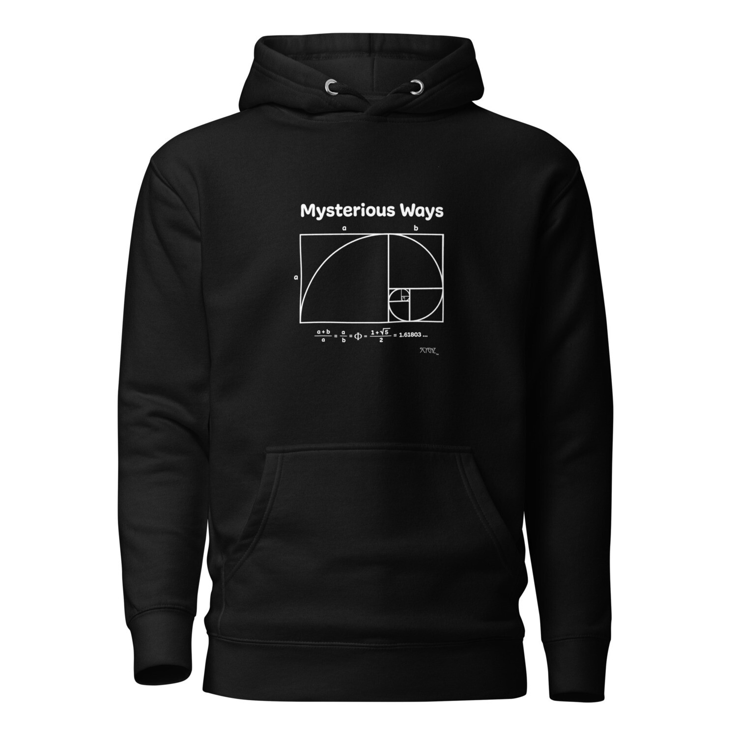 Mysterious_Ways SCYENZ Unisex Hoodie - Science and Math Collection - Fibonacci Spiral/Golden Ratio, Color: Black, Size: S