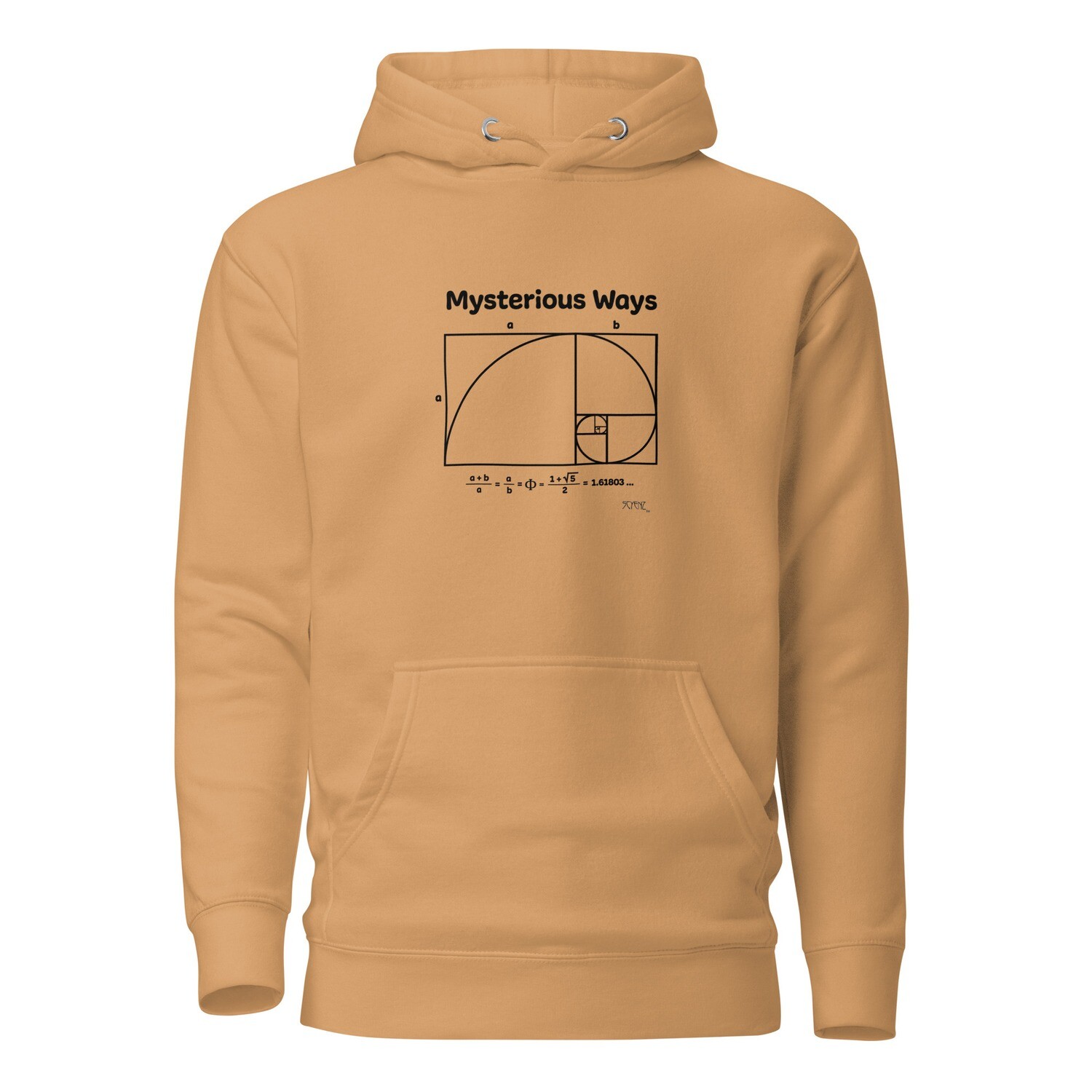 Mysterious_Ways SCYENZ Unisex Hoodie - Science and Math Collection - Fibonacci Spiral/Golden Ratio, Color: Khaki, Size: S