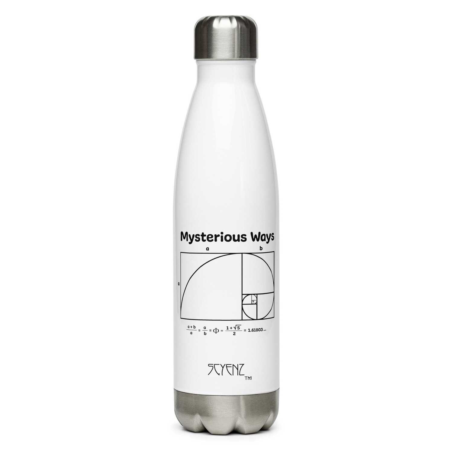 Mysterious_Ways SCYENZ Stainless Steel Water Bottle - Science and Math Collection - Fibonacci Spiral/Golden Ratio