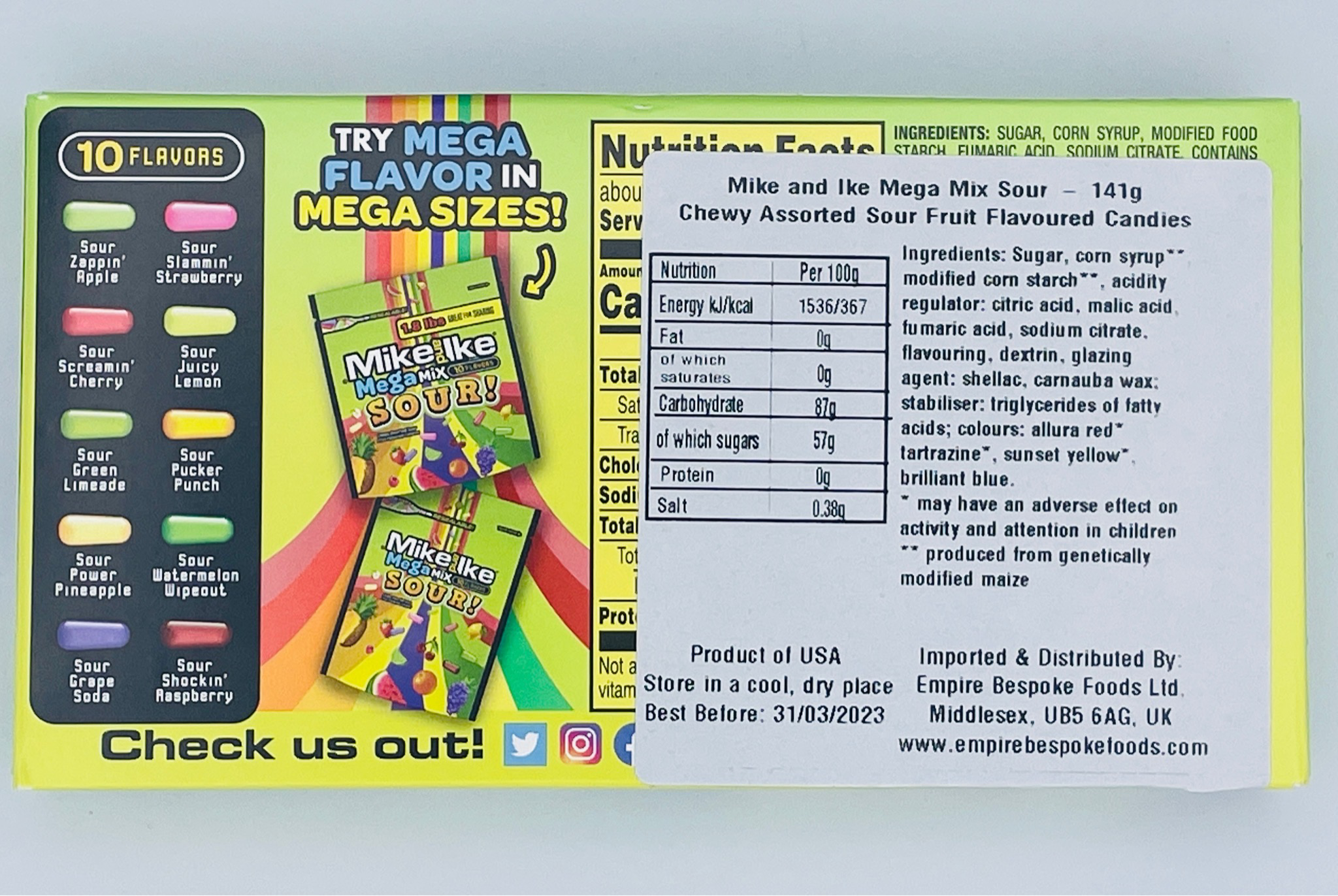 Mike And Ike Mega Mix SOUR 141g - 10 Flavours