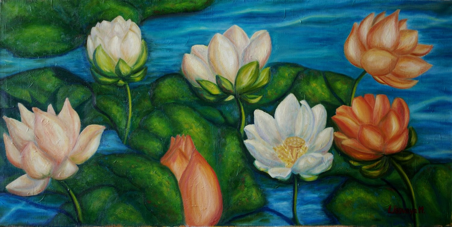Marina Lisovaya - Lotuses | 100 x 50 Marina Lisovaya - Lotuses | 100 x 50