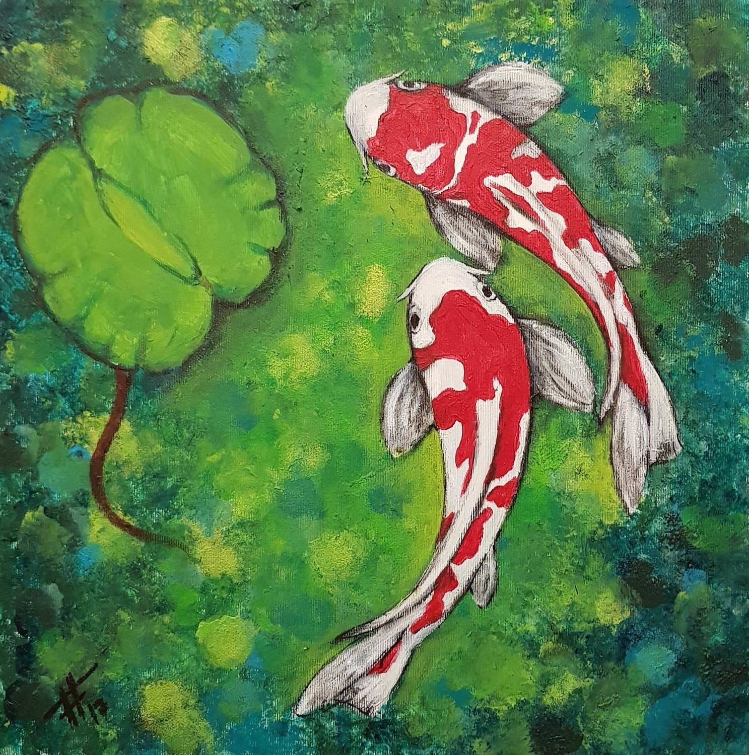 FFeya - Couple In Green Water | 35 x 35 FFeya - Couple In Green Water | 35 x 35