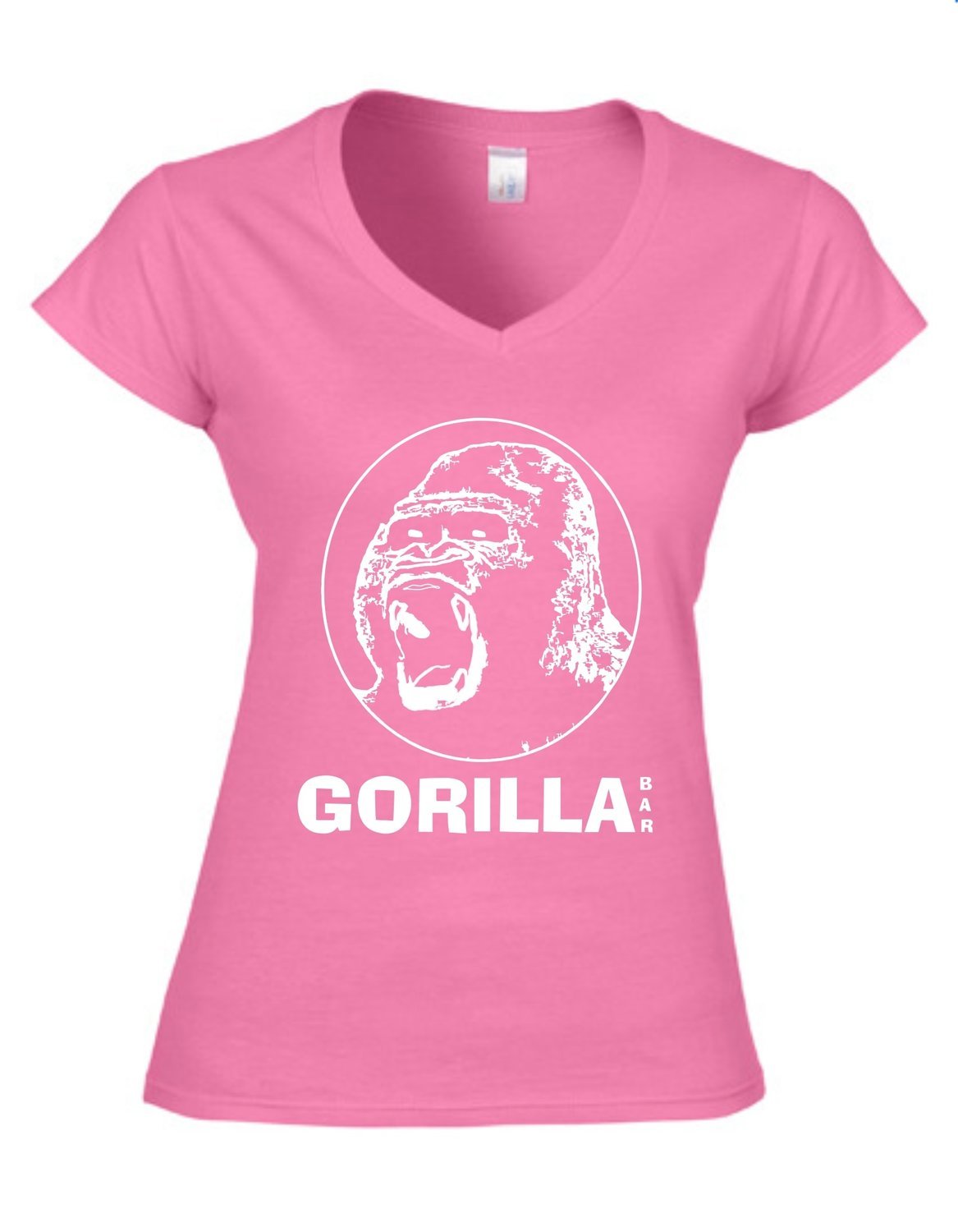 Gorilla Ladies V-Neck T-Shirt (pink)